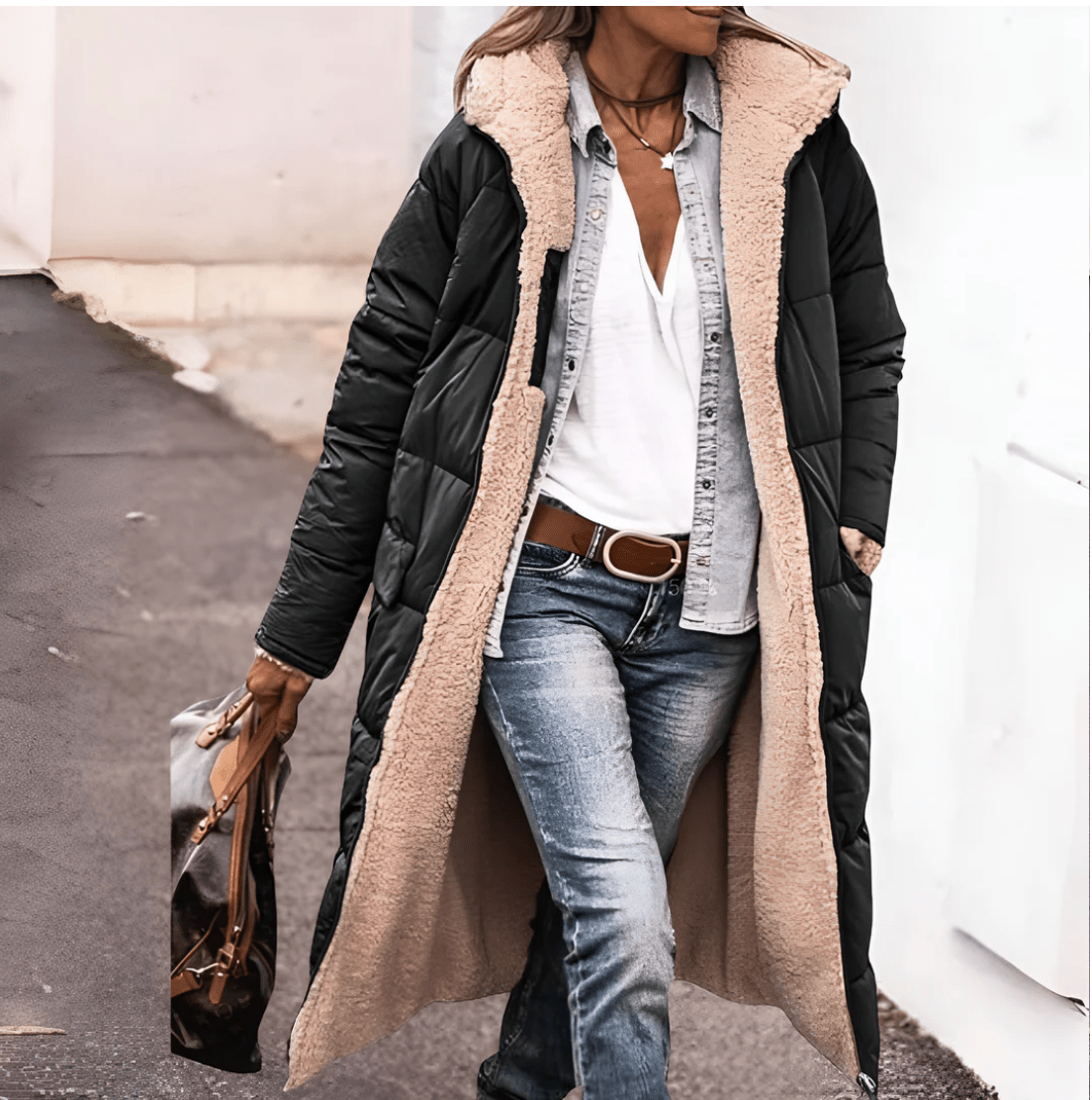 Livia - Reversible parka jas met warme sherpa voering