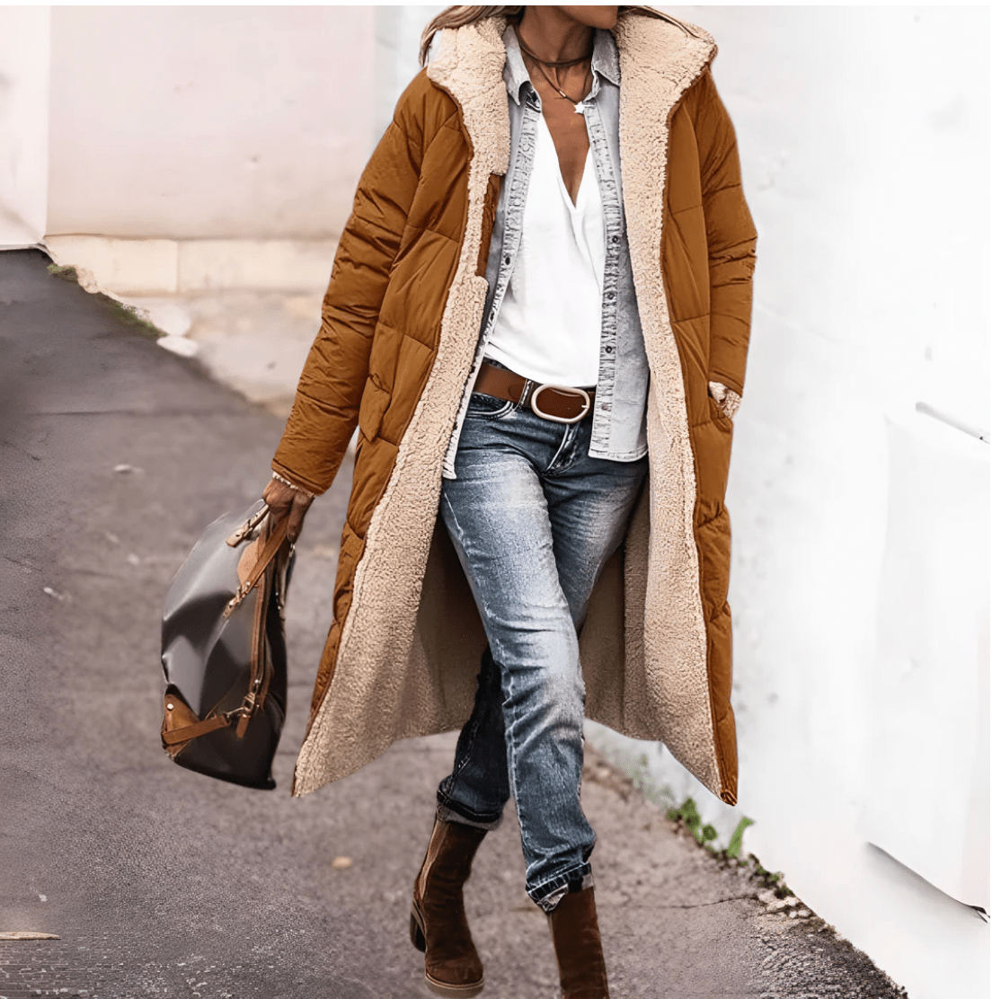 Livia - Reversible parka jas met warme sherpa voering