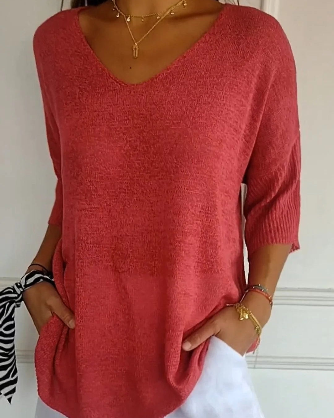 Amira - Gebreide top met V-hals