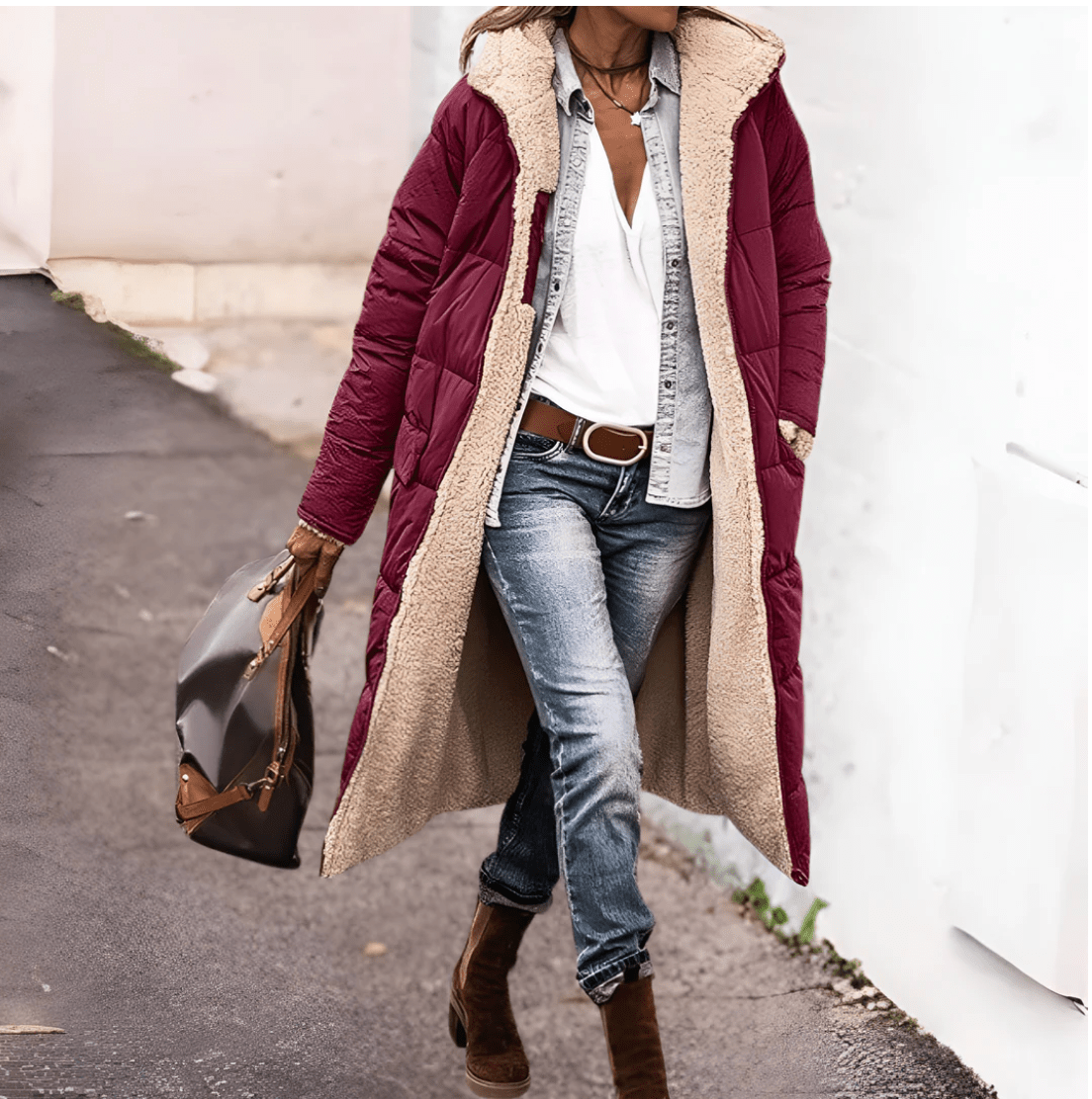 Livia - Reversible parka jas met warme sherpa voering