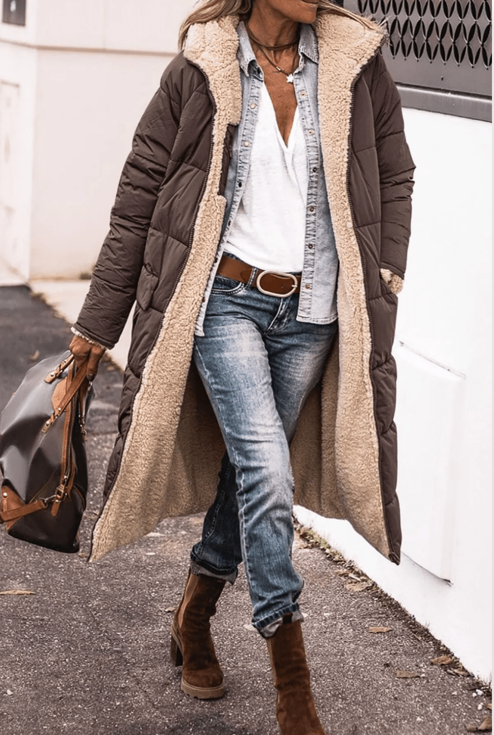 Livia - Reversible parka jas met warme sherpa voering