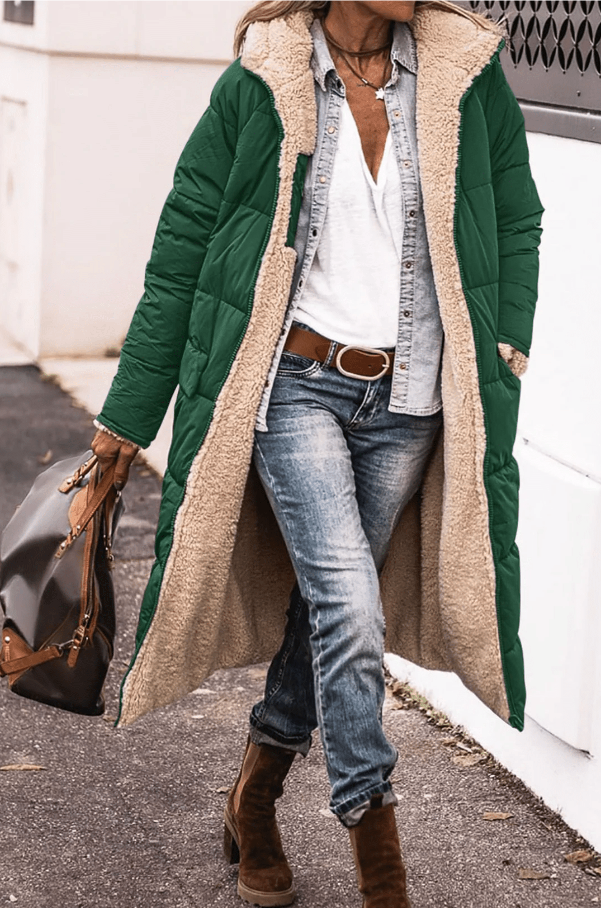 Livia - Reversible parka jas met warme sherpa voering